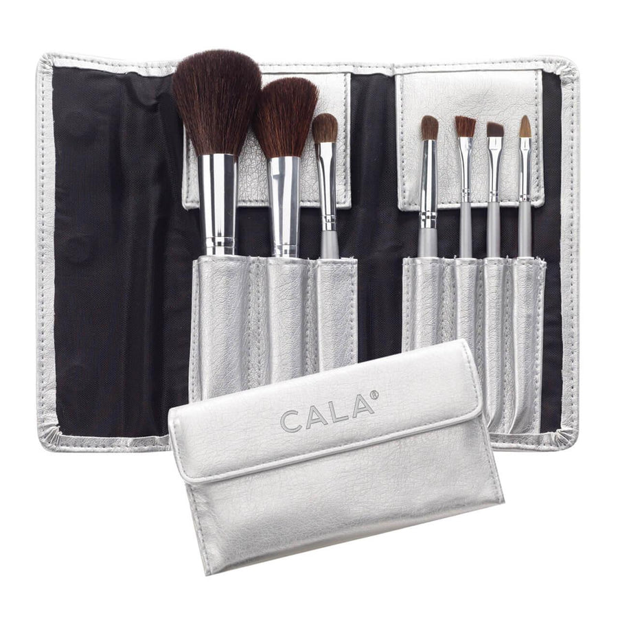 Cosmetic Brush Collection w/ Silver Pouch