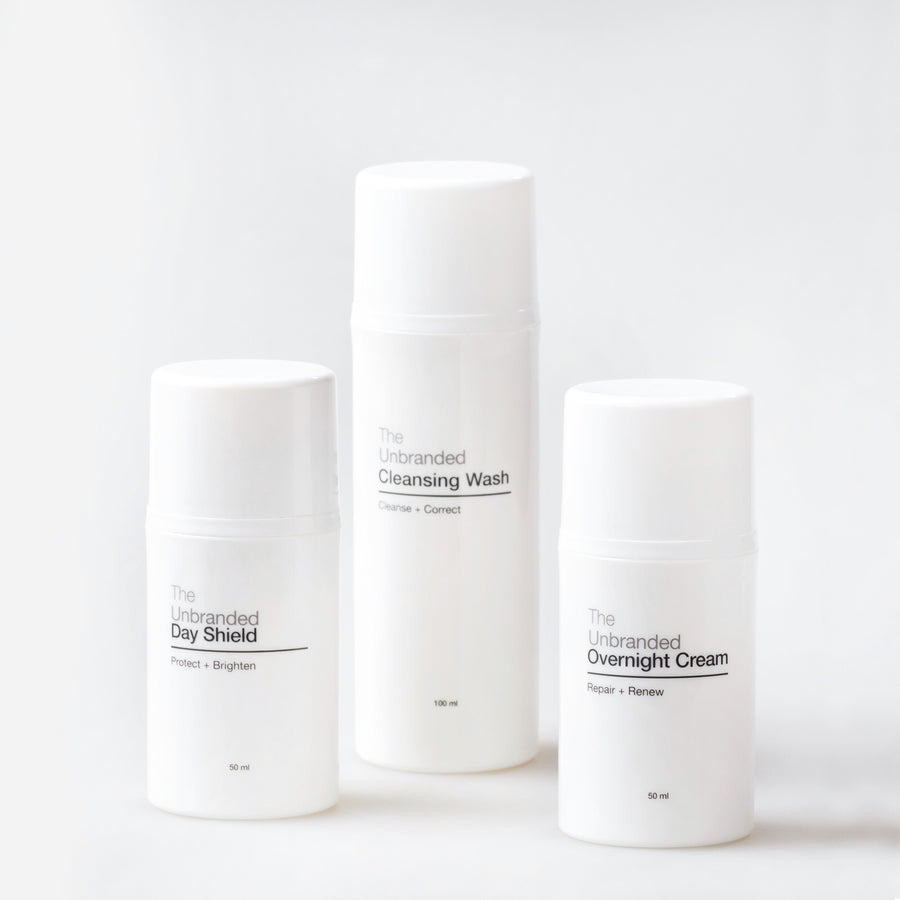 The Unbranded Set of 3 - Cleansing Wash 100ml + Day Shield 50ml + Overnight Cream 50ml
